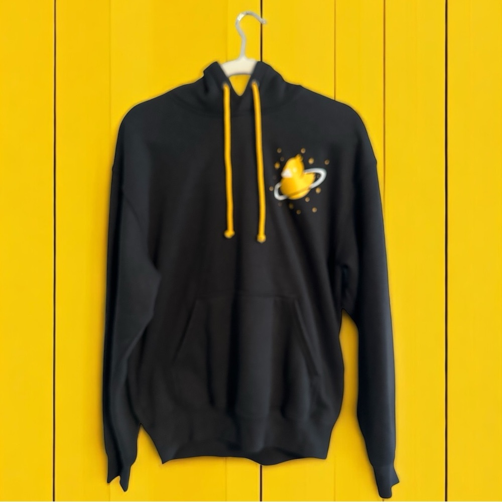 Five Hills Quackity Planet Duck Merch Hoodie in Black with Yellow